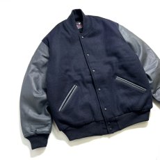 画像2: GAME Sportswear Genuine WoolｘLeather Varsity Jacket - Navy (2)