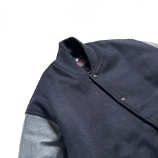 画像3: GAME Sportswear Genuine WoolｘLeather Varsity Jacket - Navy (3)