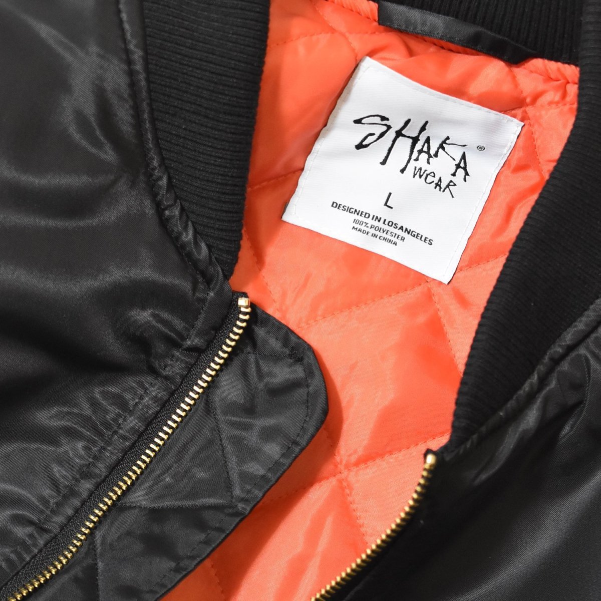 画像3: Shaka Wear Nylon Bomber Jacket - Black (3)