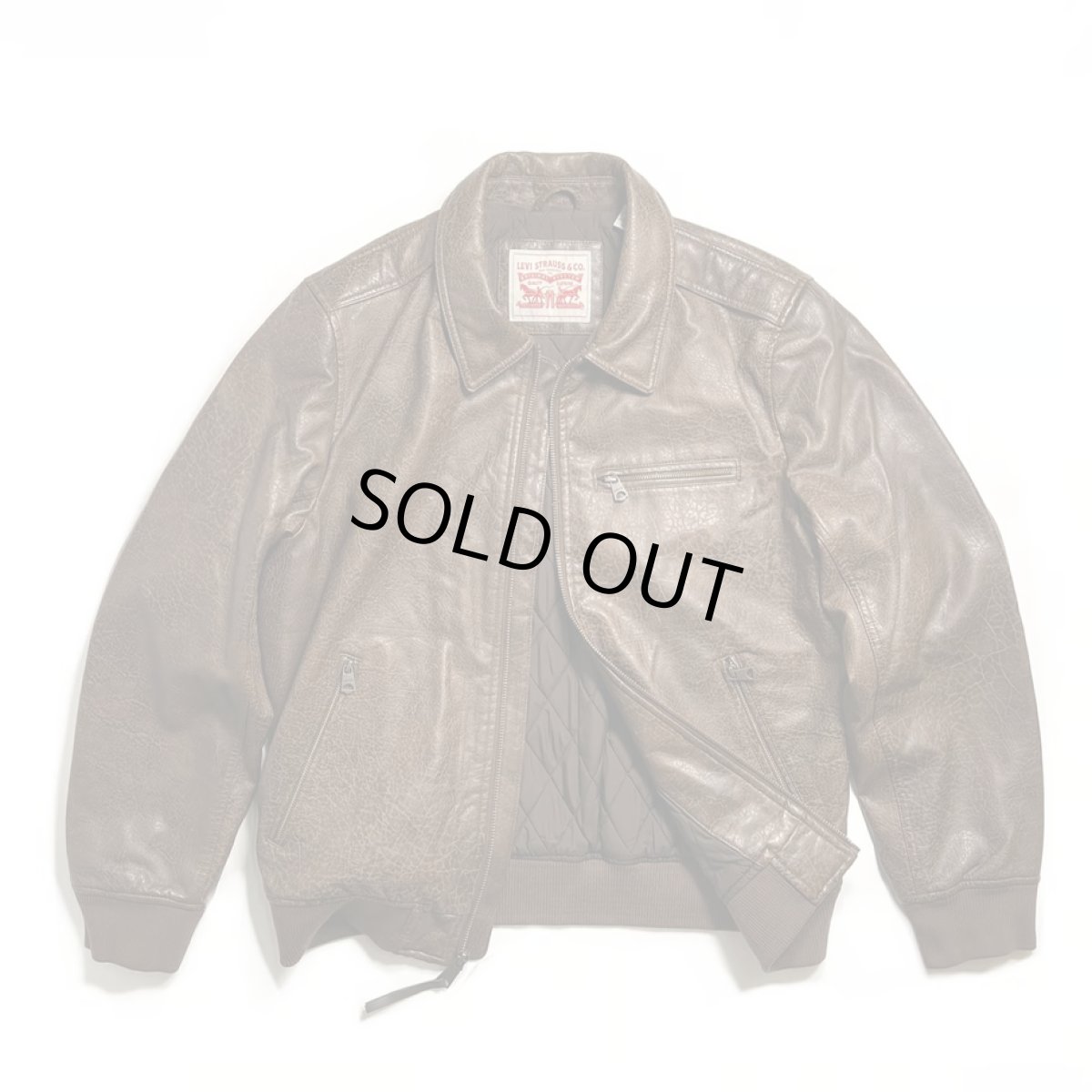 画像2: Levi's Leather Bomber Jacket - Light Brown (2)