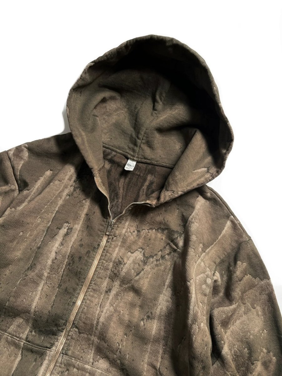 画像3: Los Angeles Apparel 14oz Drip Dye Heavy Fleece Zip Hoodie - Olive (3)