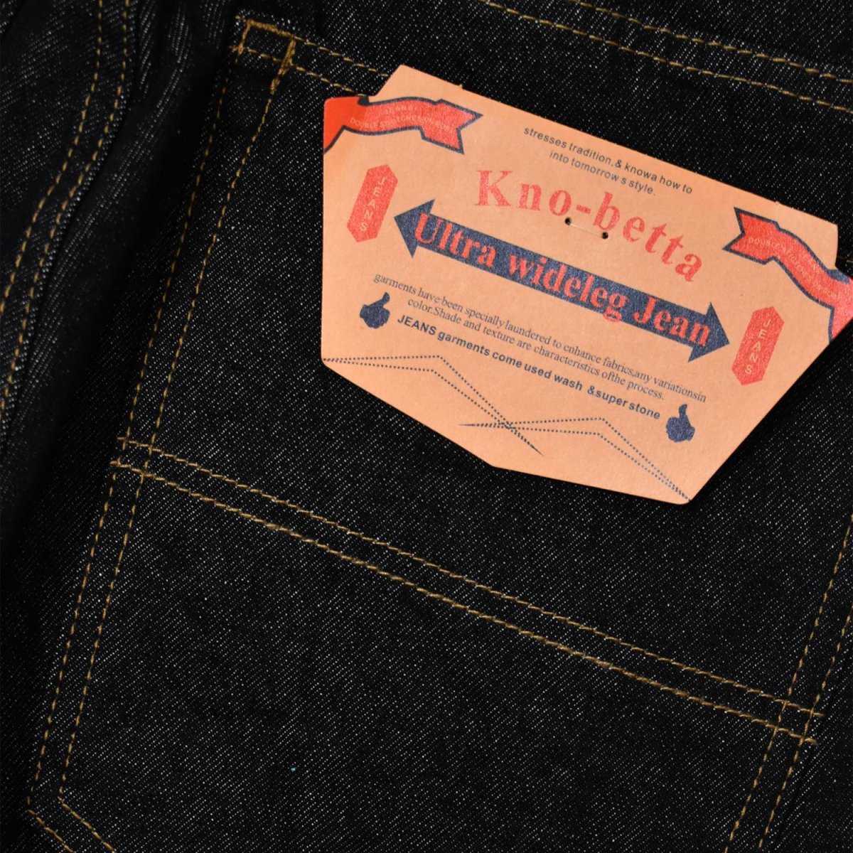 画像6: Kno-betta #620 Ultra Wide Leg Jean - Raw Black (6)