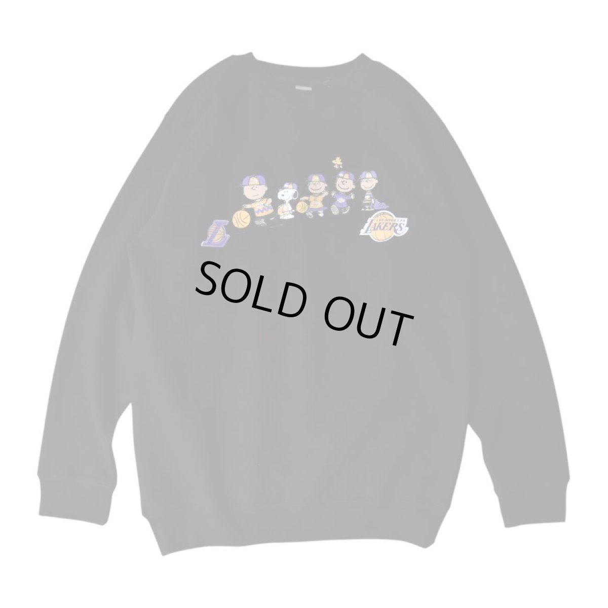画像1: Snoopy LA Lakers Crewneck Sweatshirts - Black (1)