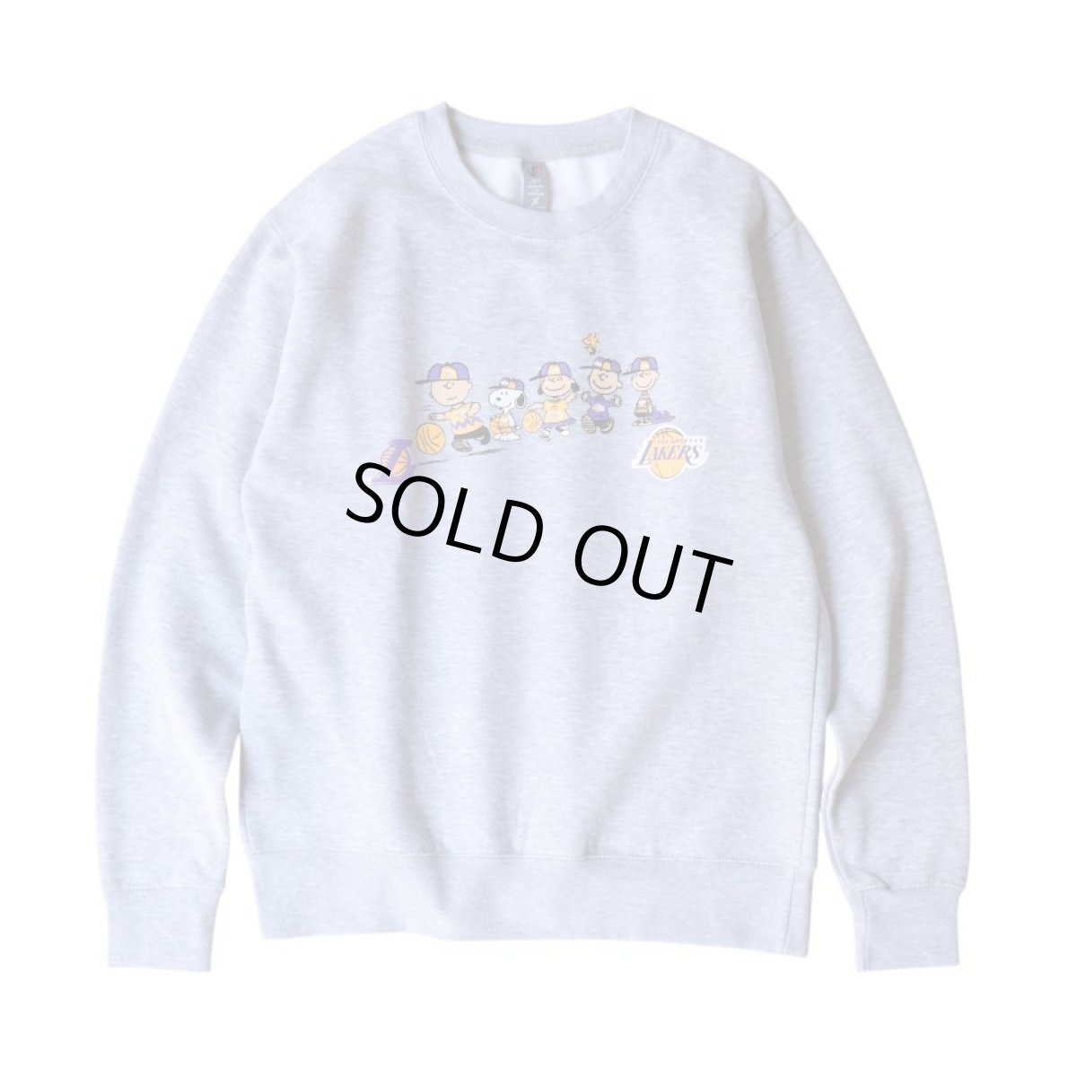 画像1: Snoopy LA Lakers Crewneck Sweatshirts - Ash Grey (1)