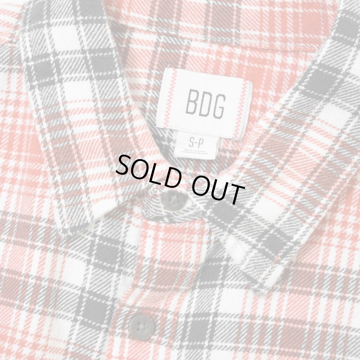 画像2: BDG Cropped Plaid Flannel Shirt - Light Red (2)