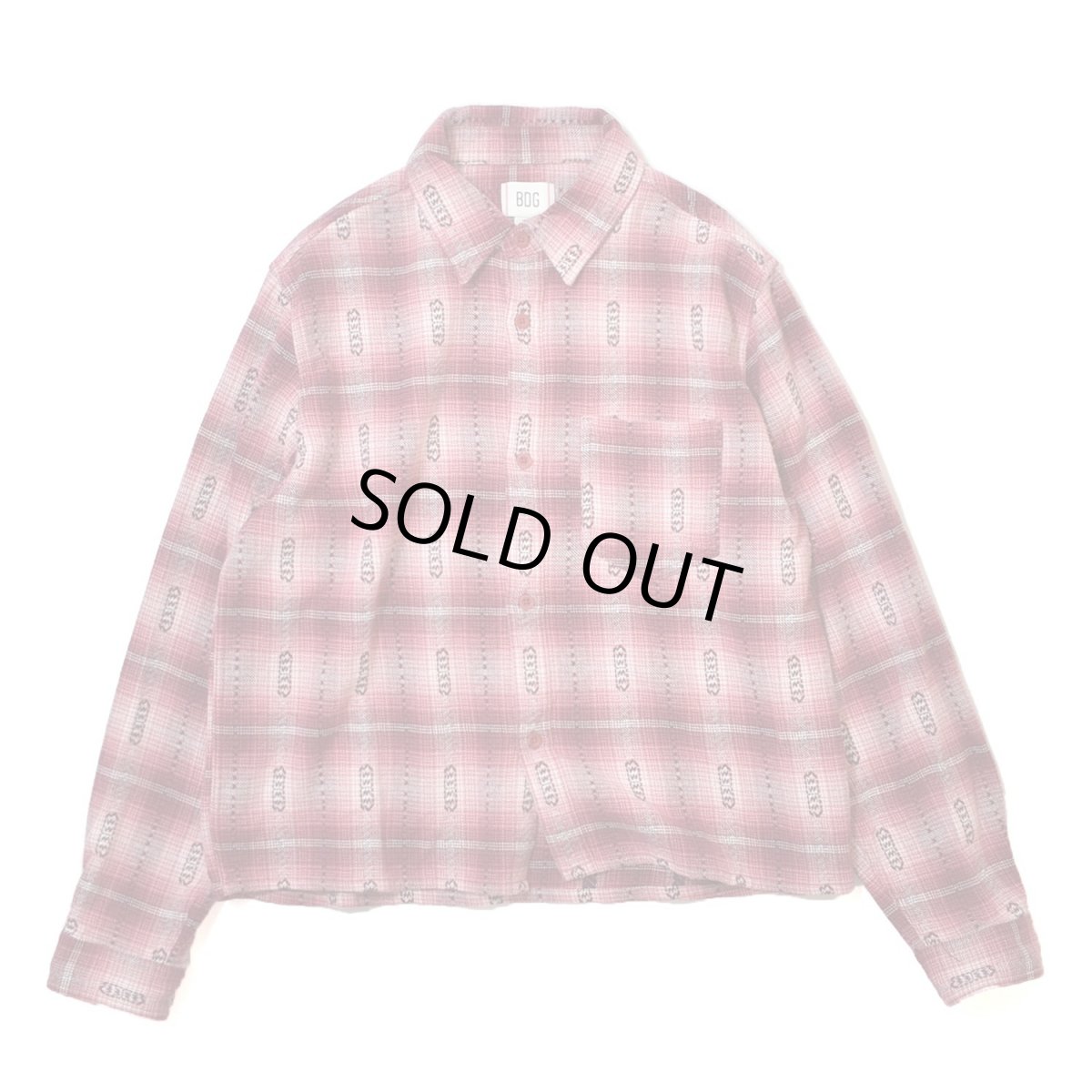 画像1: BDG Cropped Plaid Flannel Shirt - Red Multi (1)