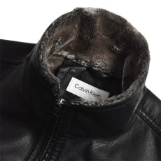 画像2: Calvin Klein Faux Fur Lined PU Leather Jacket - Black (2)