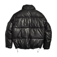 画像2: Calvin Klein PU Leather Puffer Jacket - Black (2)