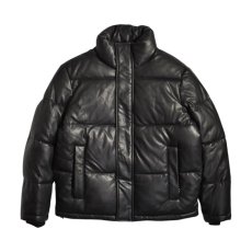 画像1: Calvin Klein PU Leather Puffer Jacket - Black (1)