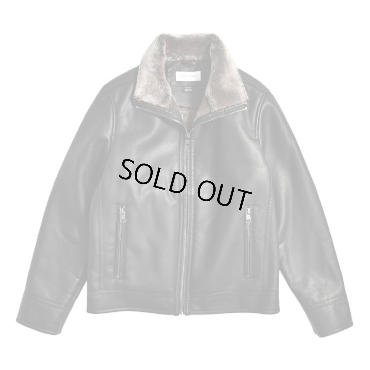 画像1: Calvin Klein Faux Fur Lined PU Leather Jacket - Black (1)