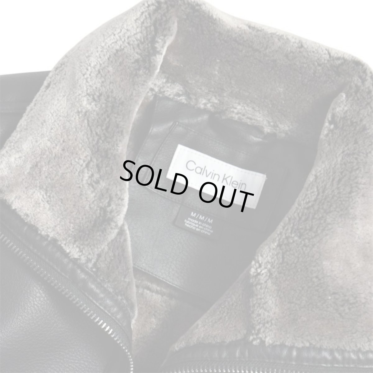 画像3: Calvin Klein Faux Fur Lined PU Leather Jacket - Black (3)