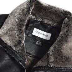画像3: Calvin Klein Faux Fur Lined PU Leather Jacket - Black (3)