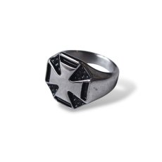 画像1: Cross Patee Ring - Silver/Black (1)