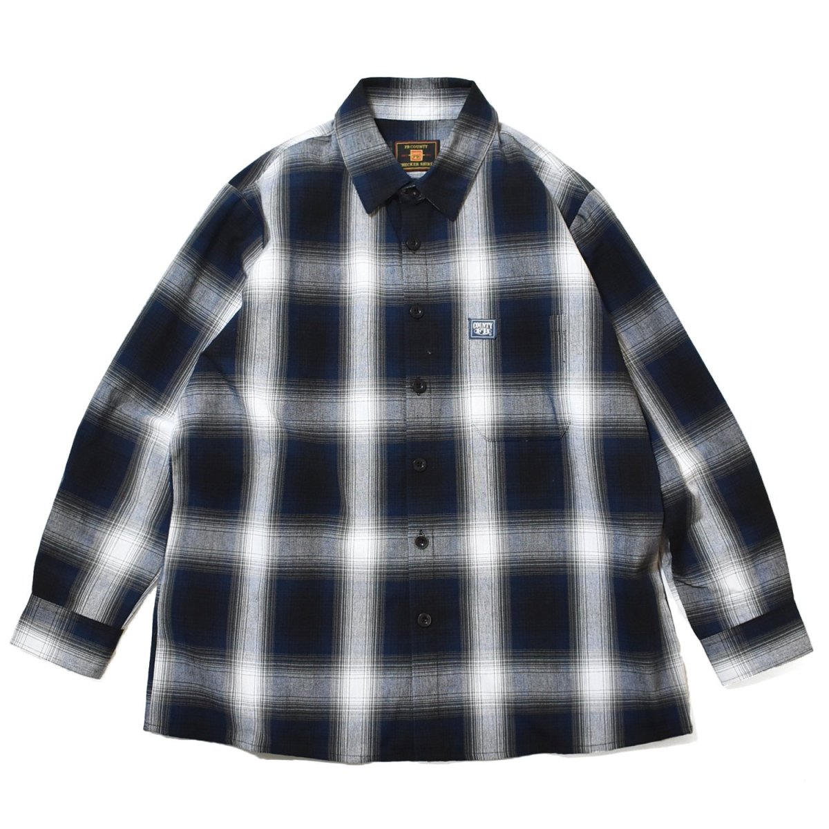 画像1: FB County L/S Checker Flannel Shirts - Royal/Grey/White (1)