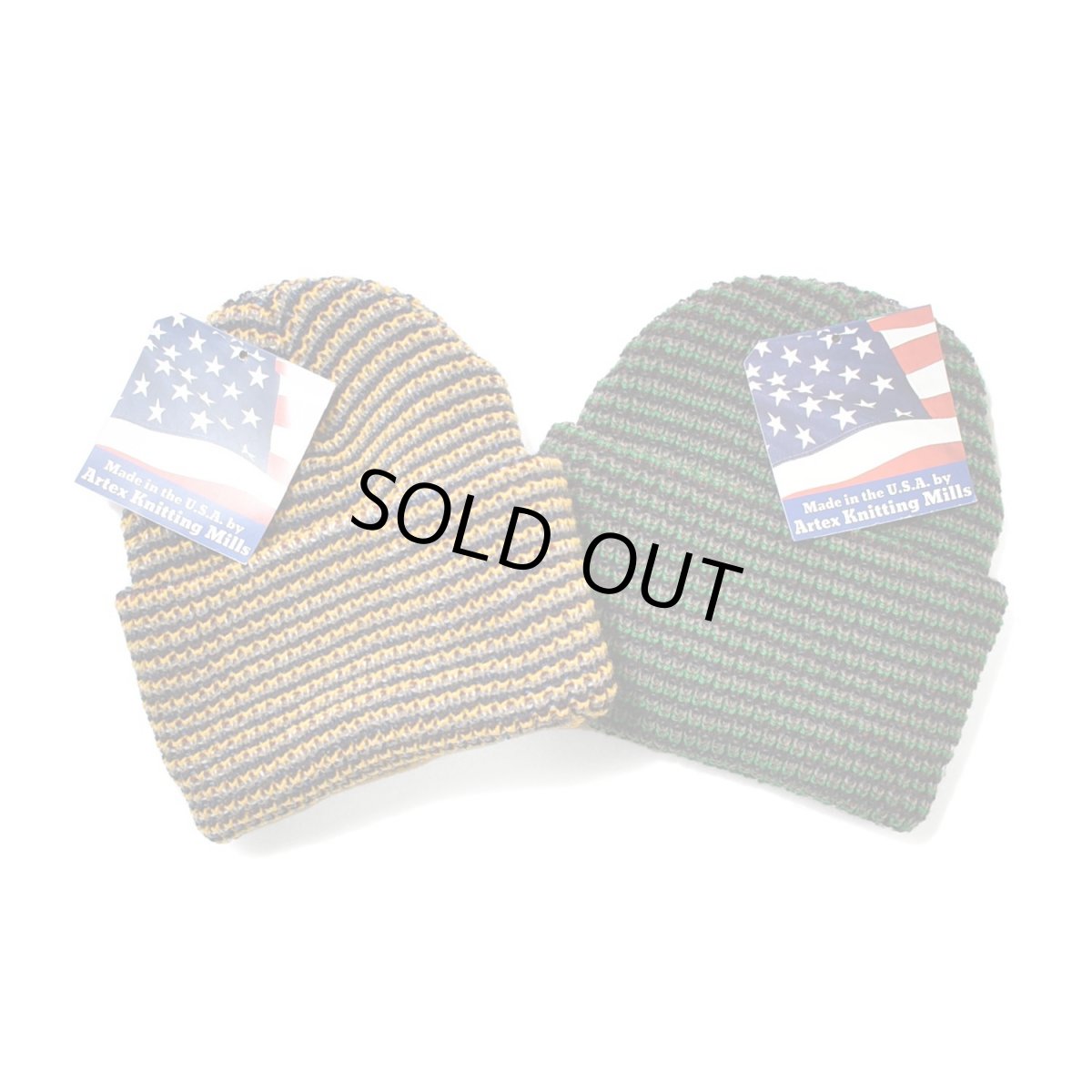 画像1: Artex Knitting Mills Cuff Beanie - Yellow / Green (1)