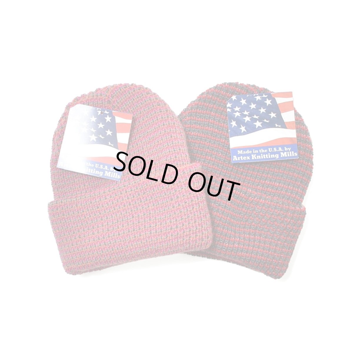 画像1: Artex Knitting Mills Cuff Beanie - Pink / Red (1)