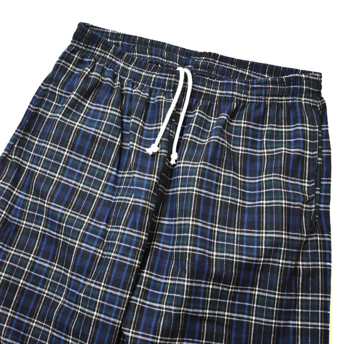 画像2: Los Angeles Apparel Cotton Flannel Lounge Pants - Black/Royal/Green Plaid (2)