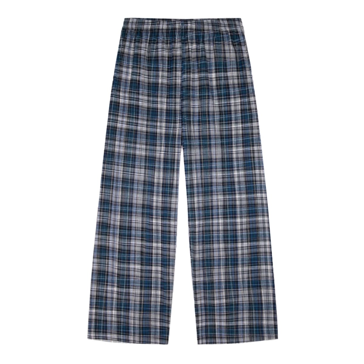 画像1: Los Angeles Apparel Cotton Flannel Lounge Pants - White/Blue/Navy Plaid (1)