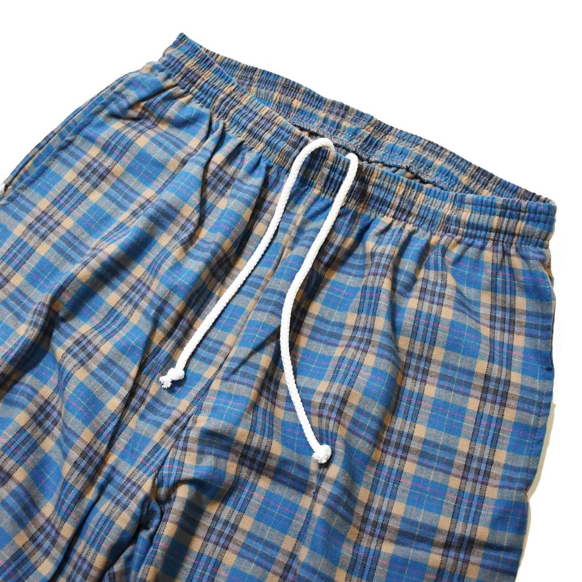 画像2: Los Angeles Apparel Cotton Flannel Lounge Pants - Blue/Beige/Pink Plaid (2)