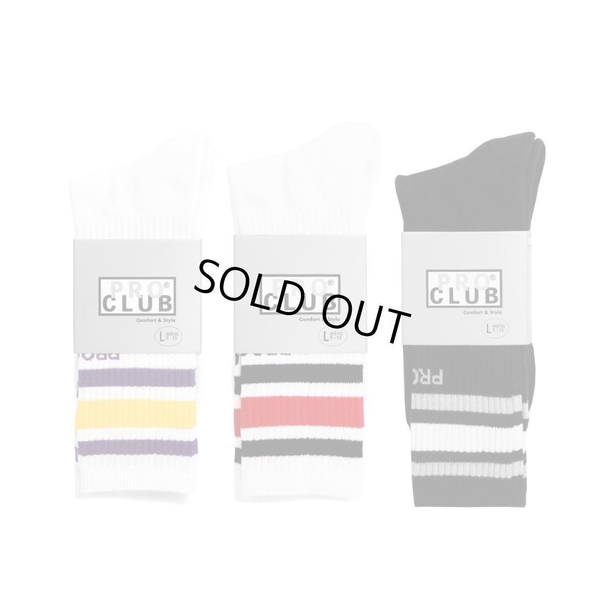 画像1: PRO CLUB Classic Stripe Crew Socks (1)