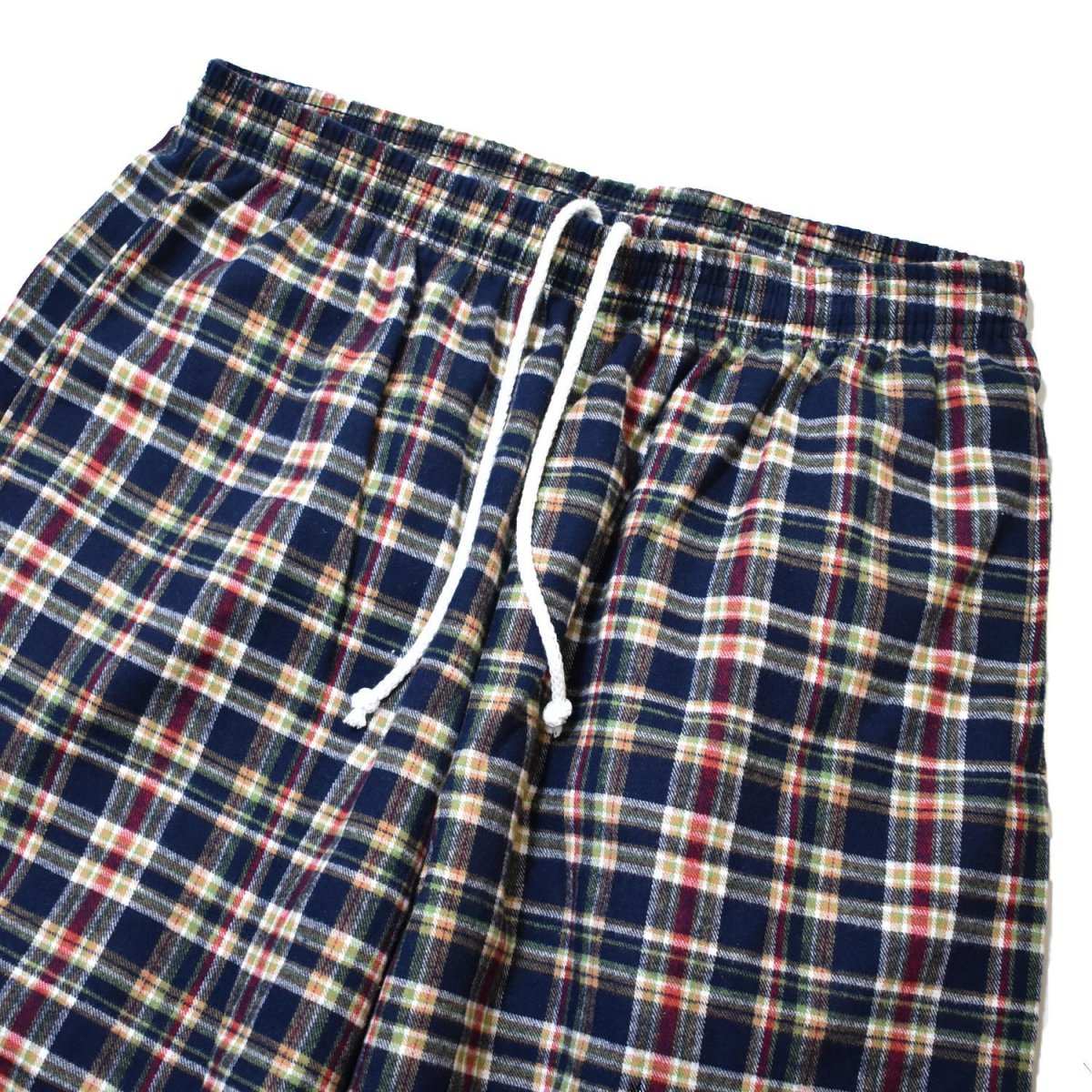 画像2: Los Angeles Apparel Cotton Flannel Lounge Pants - Navy/Gold/Red Plaid (2)