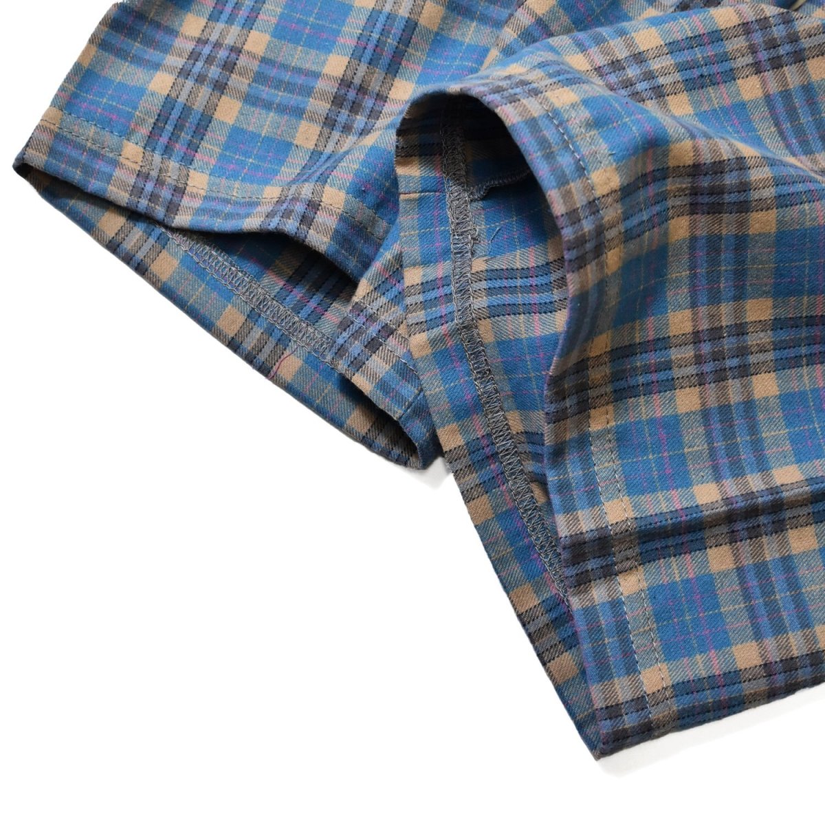 画像5: Los Angeles Apparel Cotton Flannel Lounge Pants - Blue/Beige/Pink Plaid (5)