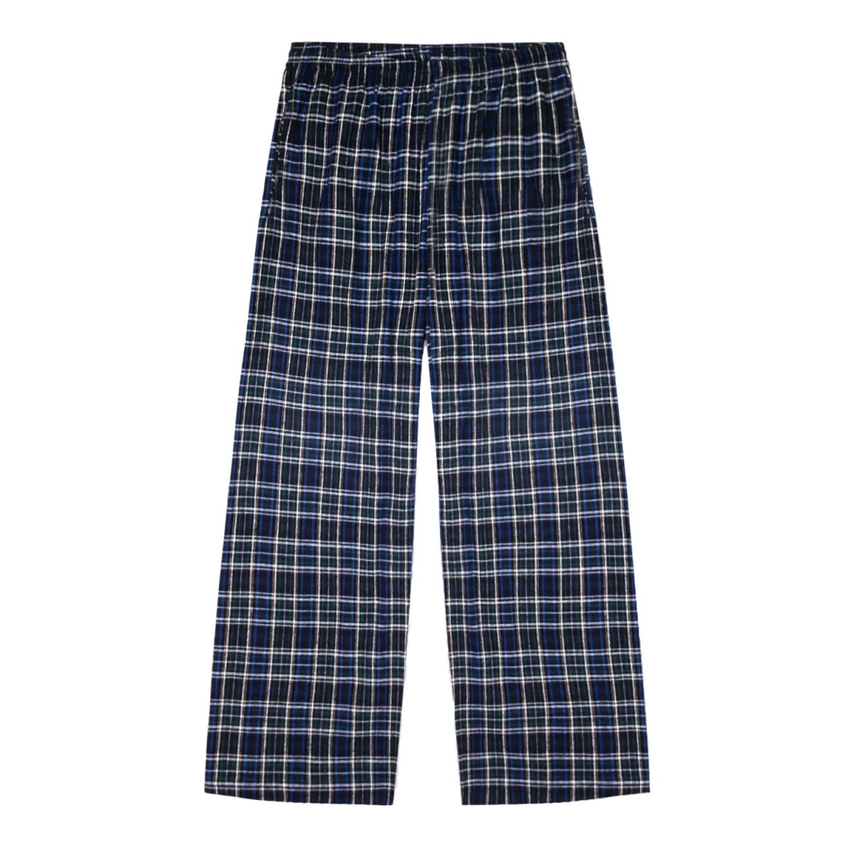 画像1: Los Angeles Apparel Cotton Flannel Lounge Pants - Black/Royal/Green Plaid (1)