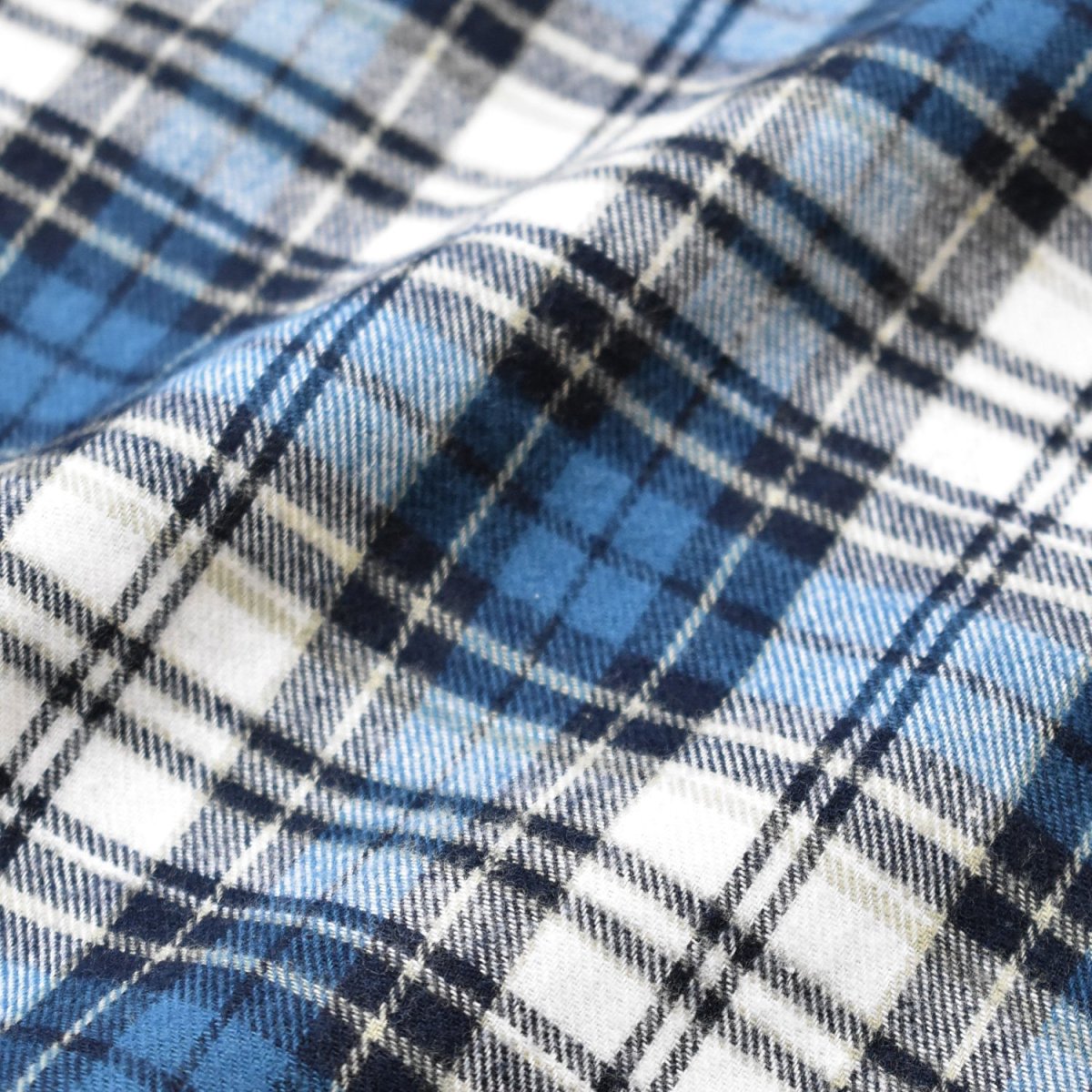 画像6: Los Angeles Apparel Cotton Flannel Lounge Pants - White/Blue/Navy Plaid (6)