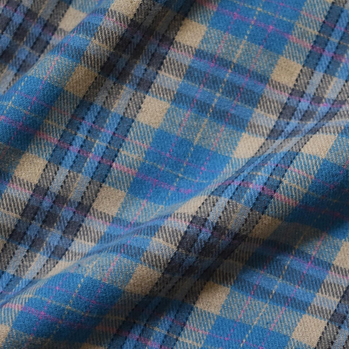 画像6: Los Angeles Apparel Cotton Flannel Lounge Pants - Blue/Beige/Pink Plaid (6)