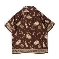 画像2: Polo Ralph Lauren Nautical Print Rayon Camp Shirts - Brown (2)