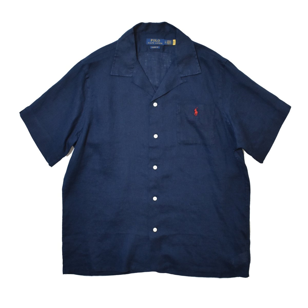 画像1: Polo Ralph Lauren Classic Fit Linen Camp Shirts - Newport Navy (1)