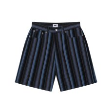 画像1: OBEY Baja Stripe Baggy Denim Shorts - Black Multi (1)