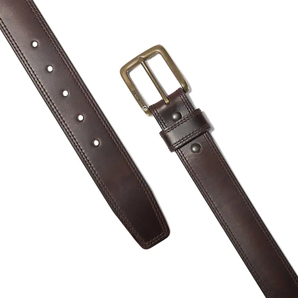 画像4: Carhartt USA Engraved Buckle Leather Belt - Dark Brown (4)