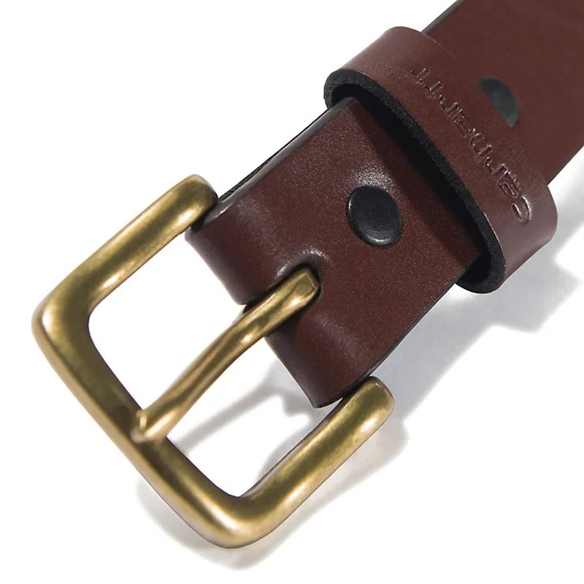 画像2: Carhartt USA Engraved Buckle Leather Belt - Dark Brown (2)