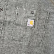 画像3: Carhartt USA Relaxed Fit Lightweight S/S Shirts - Forestry Green Cross Weave (3)
