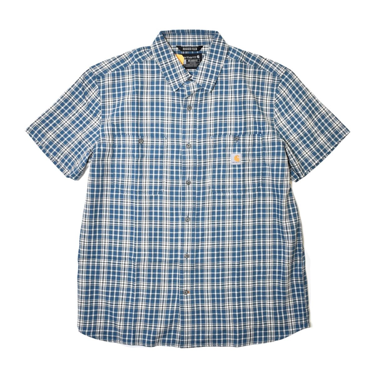 画像1: Carhartt USA Relaxed Fit Lightweight S/S Plaid Shirts - Storm Blue (1)