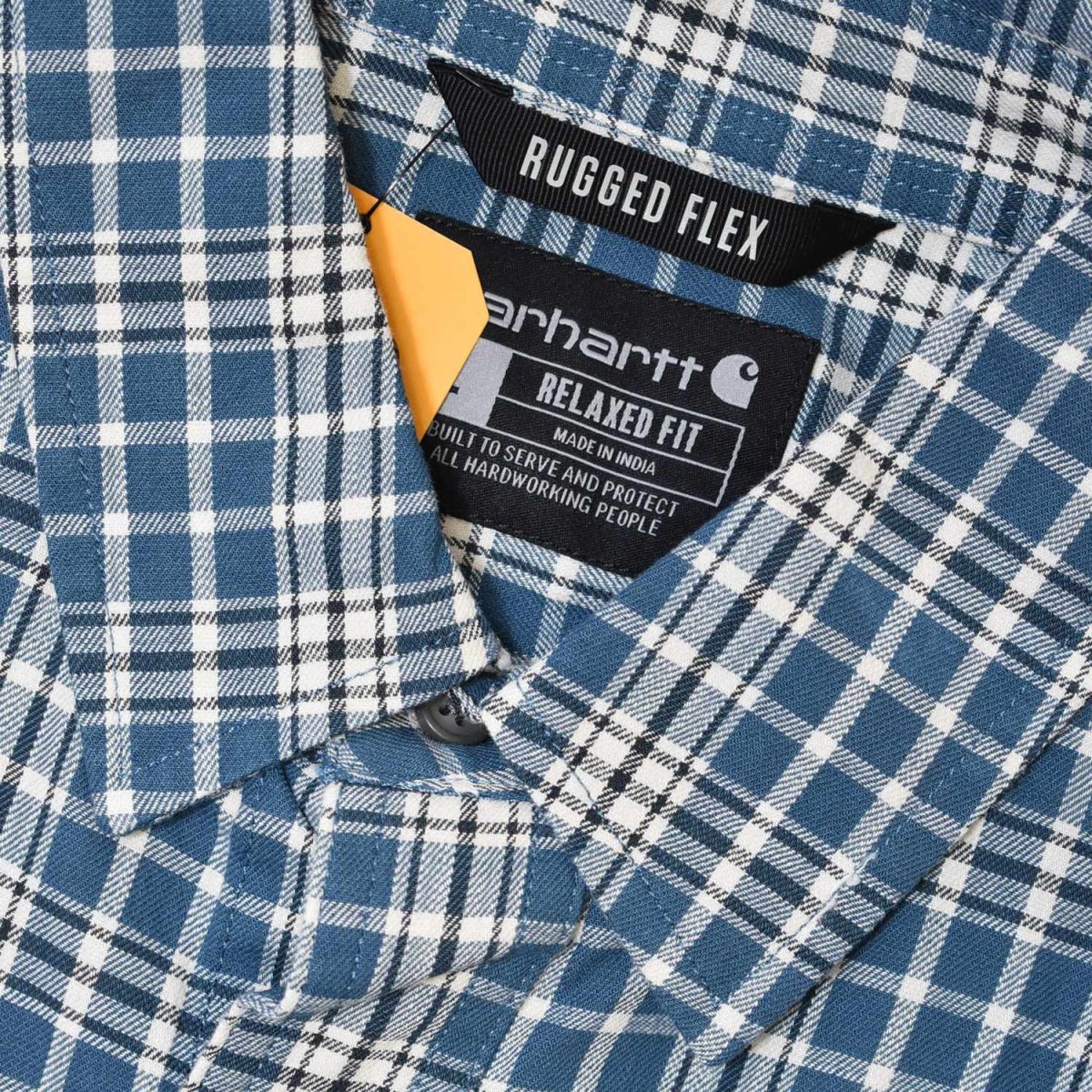 画像2: Carhartt USA Relaxed Fit Lightweight S/S Plaid Shirts - Storm Blue (2)
