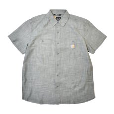 画像1: Carhartt USA Relaxed Fit Lightweight S/S Shirts - Forestry Green Cross Weave (1)