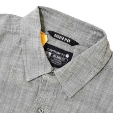 画像2: Carhartt USA Relaxed Fit Lightweight S/S Shirts - Forestry Green Cross Weave (2)