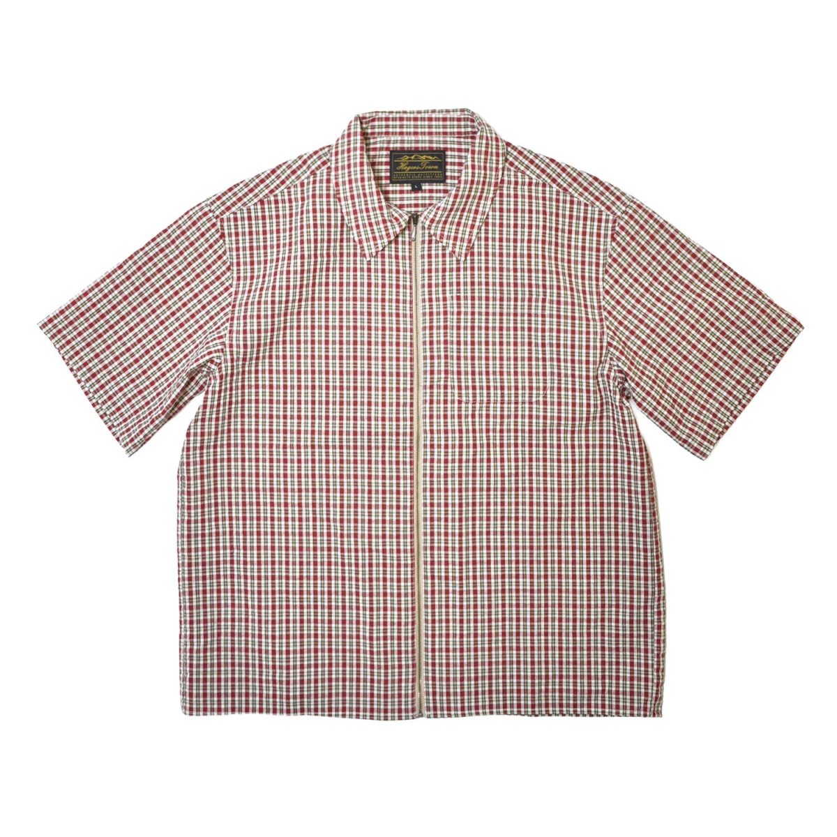画像1: Hagerstown S/S Full Zip Check Shirts - Carmine (1)