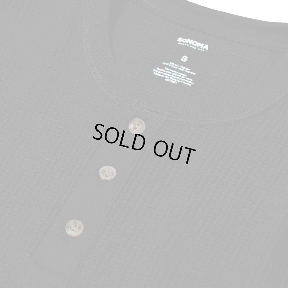 画像2: Sonoma Goods L/S Waffle Henley Thermal - Black (2)