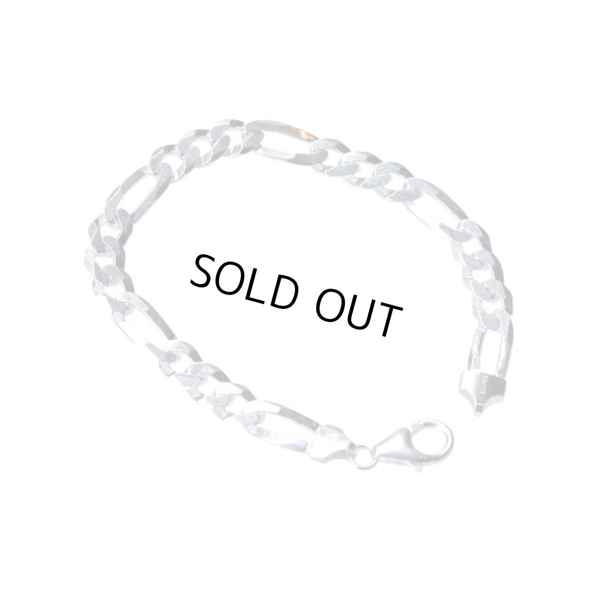 画像1: 925 Sterling Silver 7.5mm Chain Bracelet - Figaro (1)