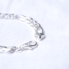 画像2: 925 Sterling Silver 7.5mm Chain Bracelet - Figaro (2)
