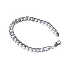 画像1: 925 Sterling Silver 7.5mm Chain Bracelet - Miami Cuban (1)