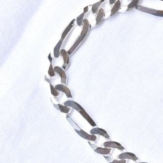 画像4: 925 Sterling Silver 7.5mm Chain Bracelet - Figaro (4)