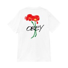 画像1: OBEY Poppies Tee - White Faded Wash (1)