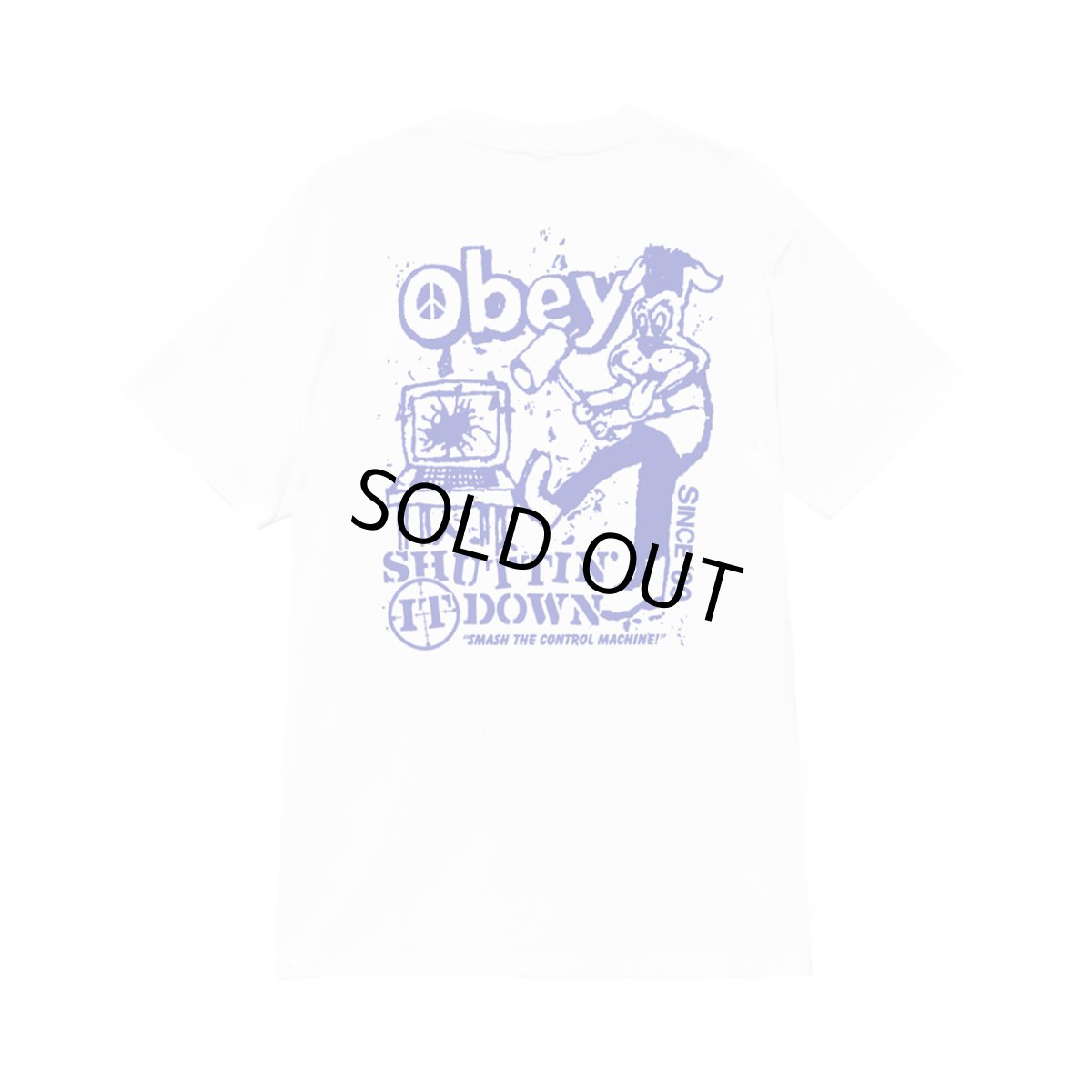 画像1: OBEY Smash The Control Tee - White Faded Wash (1)