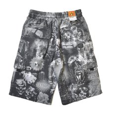 画像2: FB County Laser Print Fleece Cargo Shorts - Black (2)