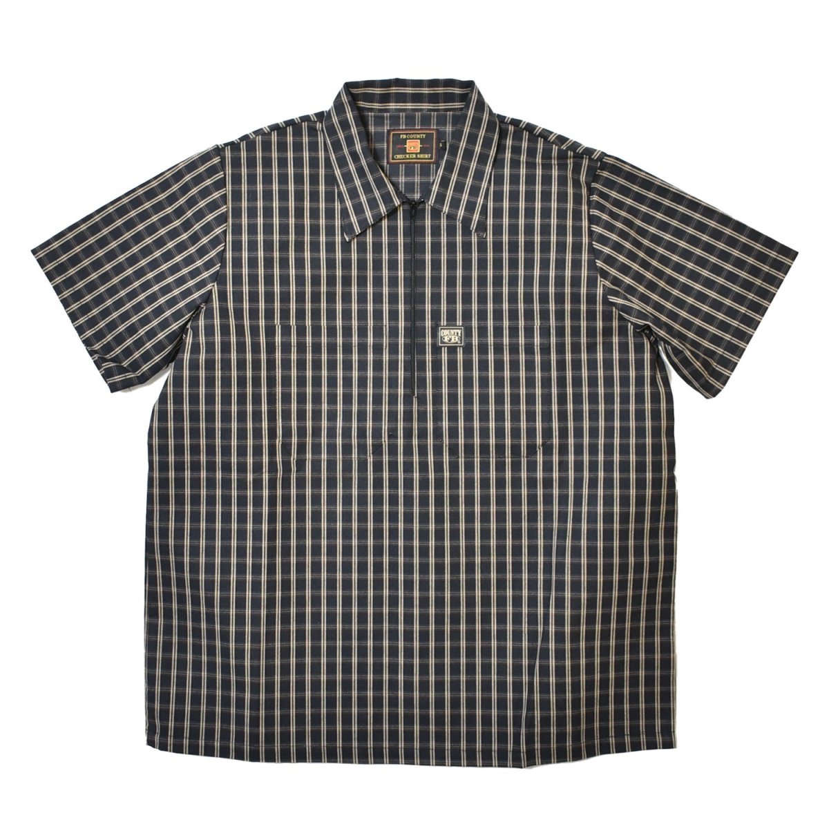 画像1: FB County S/S Heavyweight Vintage 1/2 Zip Shirts - Black/Tan (1)