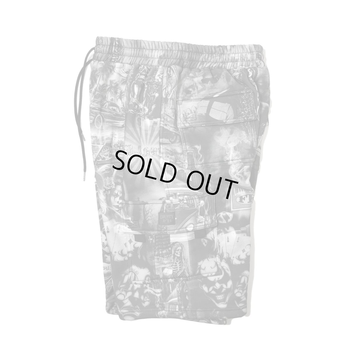 画像3: FB County Laser Print Fleece Cargo Shorts - Black (3)